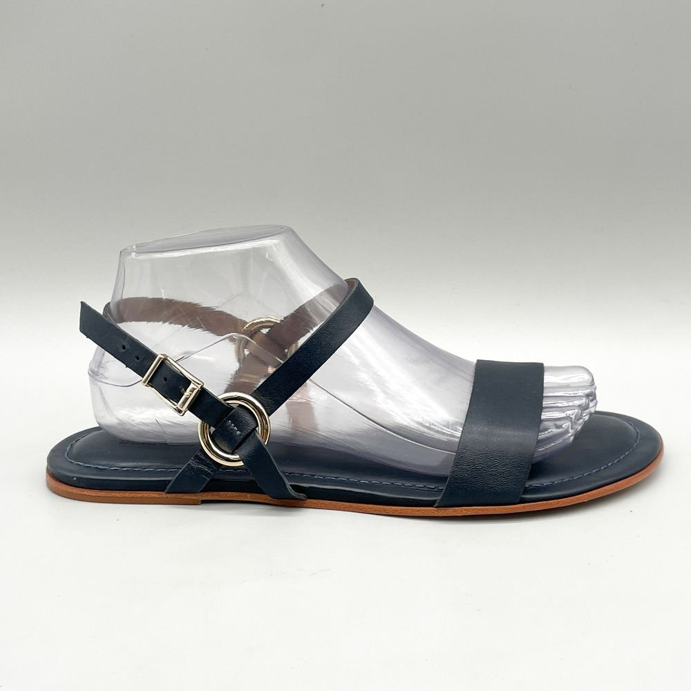 Bernardo Womens 9 Henre Slingback Sandals Navy Leather Preppy Coastal Resort